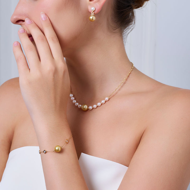 18K 솔리드 골드 골든 사우스 씨 진주 팔찌 KB00066