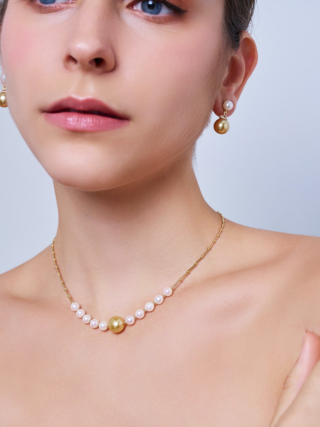 18k Gold Südsee Goldene &amp; Akoya Perlenkette KN00367 | HARMONY