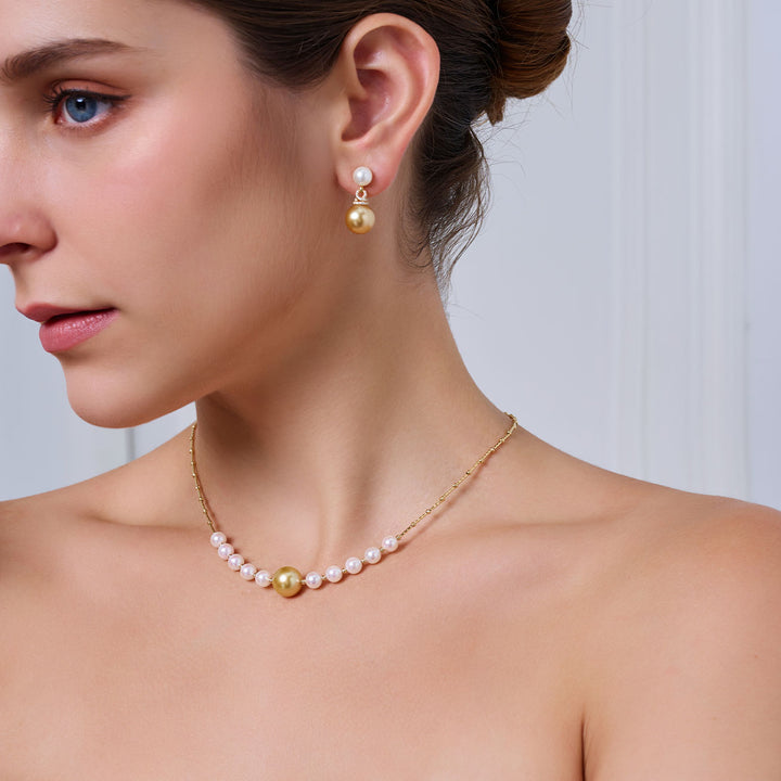 18k Gold Südsee Goldene & Akoya Perlenkette KN00367 | HARMONY