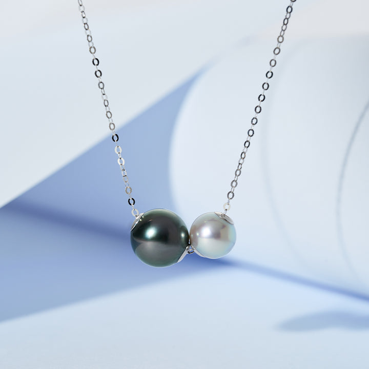 Collana con perle Akoya e Tahitiane in oro massiccio 18K KN00370 | HARMONY