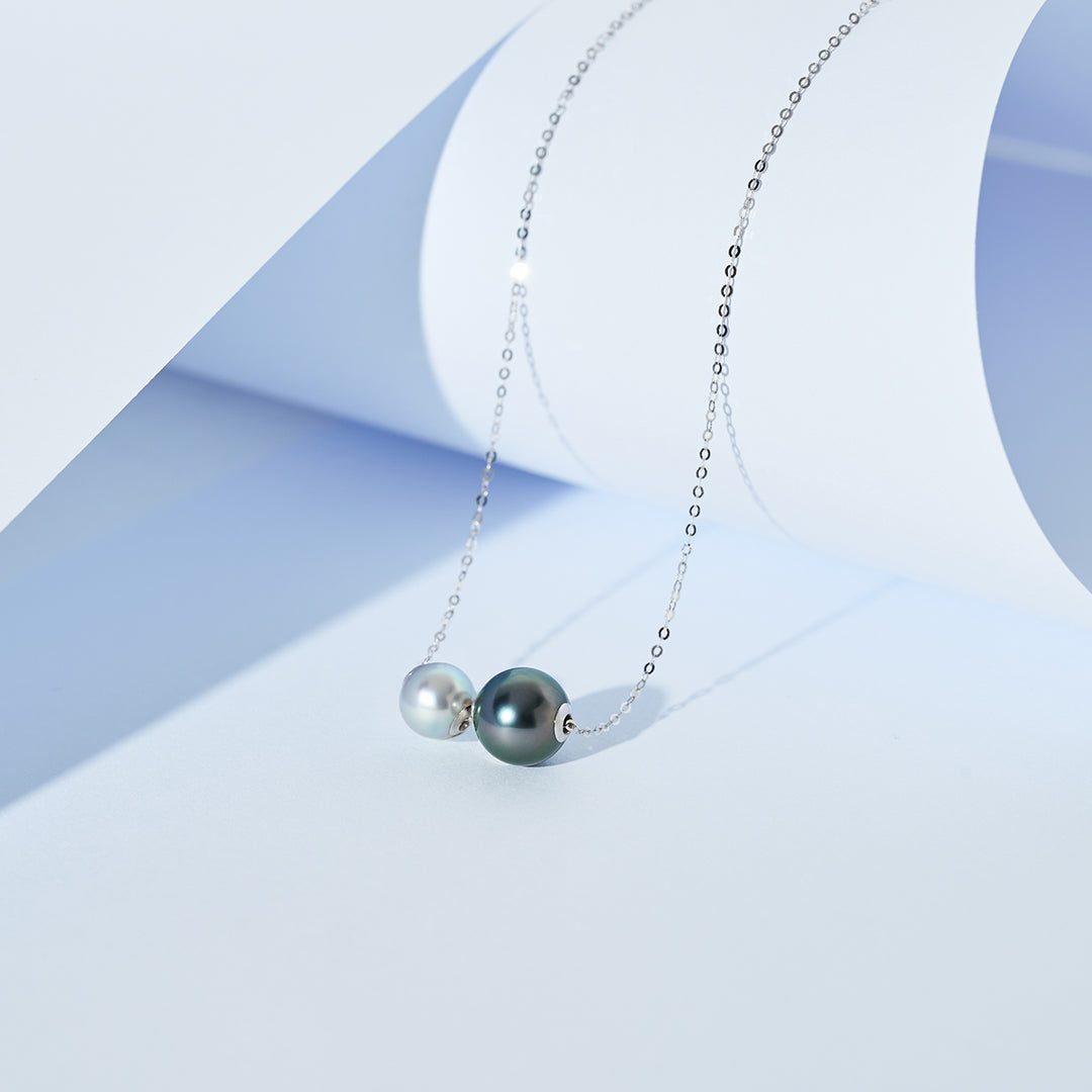 Collana con perle Akoya e Tahitiane in oro massiccio 18K KN00370 | HARMONY