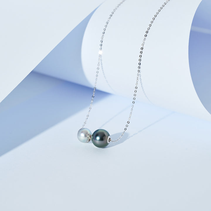 Collana con perle Akoya e Tahitiane in oro massiccio 18K KN00370 | HARMONY