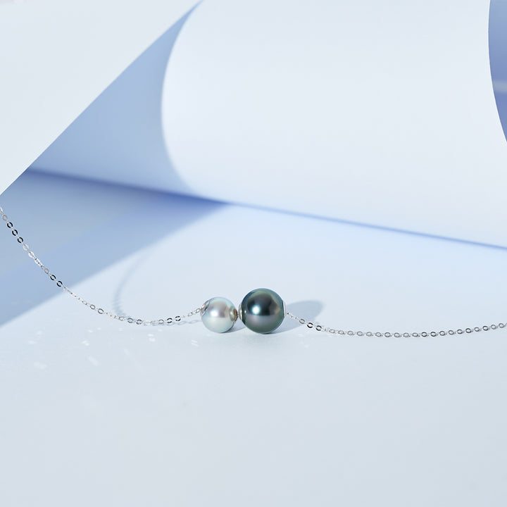 Collana con perle Akoya e Tahitiane in oro massiccio 18K KN00370 | HARMONY