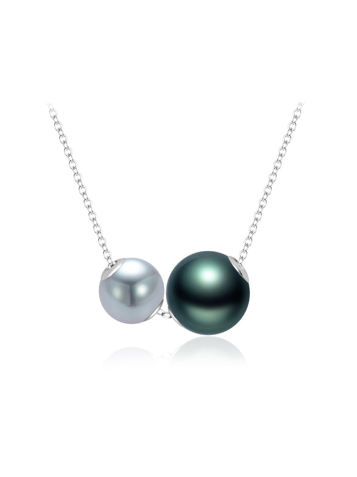 18K Solid Gold Akoya and Tahitian Pearl Necklace KN00370 | HARMONY