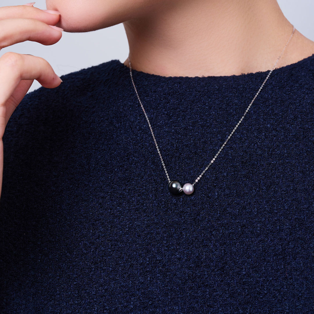 عقد من اللؤلؤ أكويا وتاهيتي من الذهب الخالص عيار 18 قيراط KN00370 | هارموني