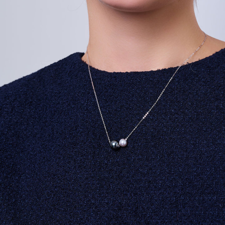 18K纯金Akoya和大溪地珍珠项链 KN00370 | HARMONY