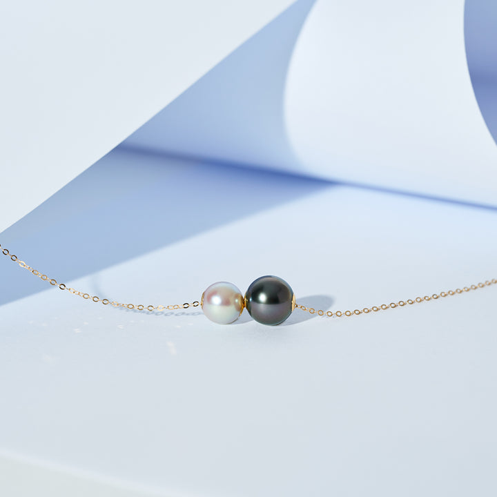 18K纯金阿古屋和大溪地珍珠项链 KN00371 | 和谐