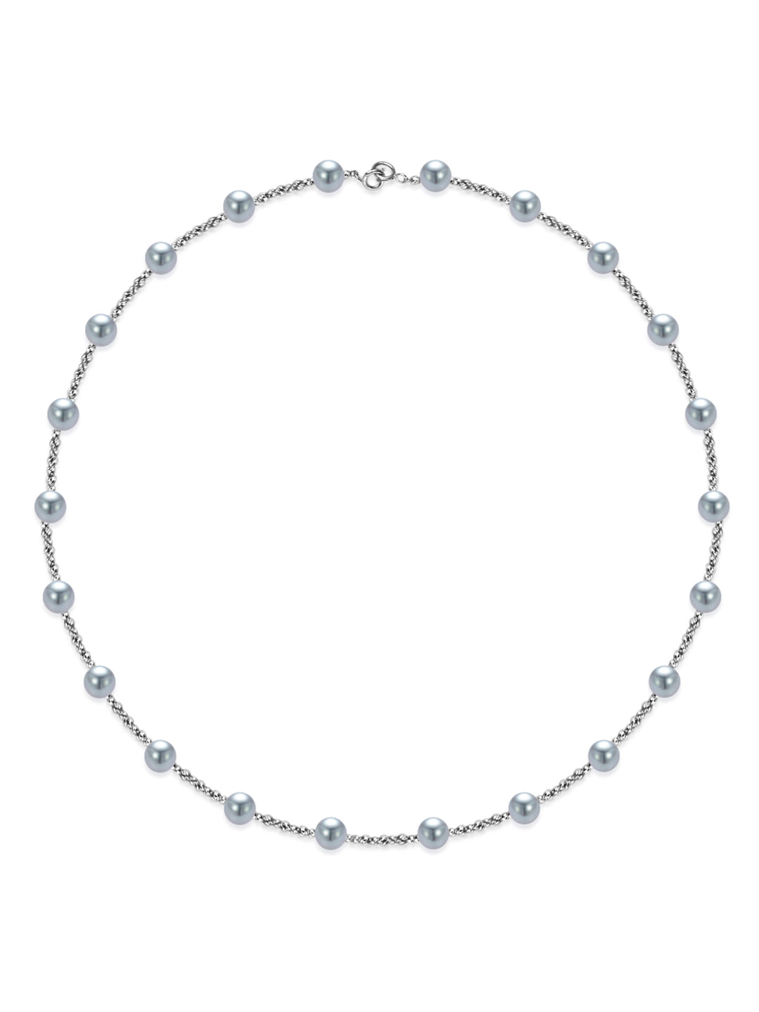 18k Solid Gold Silver Blue Akoya Pearl Necklace KN00372