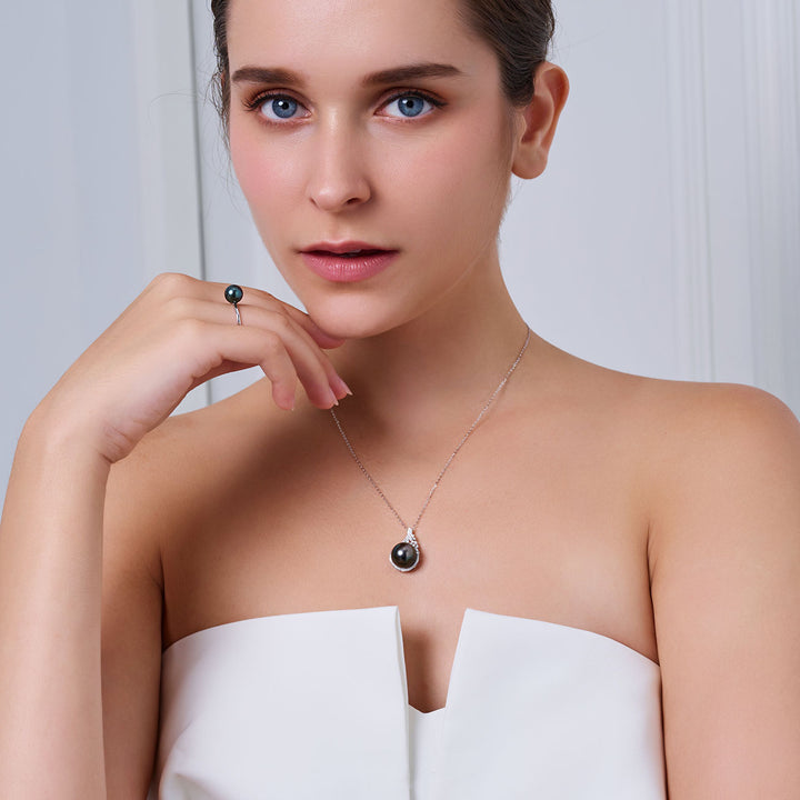 Collar de perlas tahitianas de oro macizo 18k KN00373