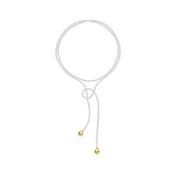 عقد لؤلؤ مياه عذبة من الذهب عيار 18 قيراط KN00375