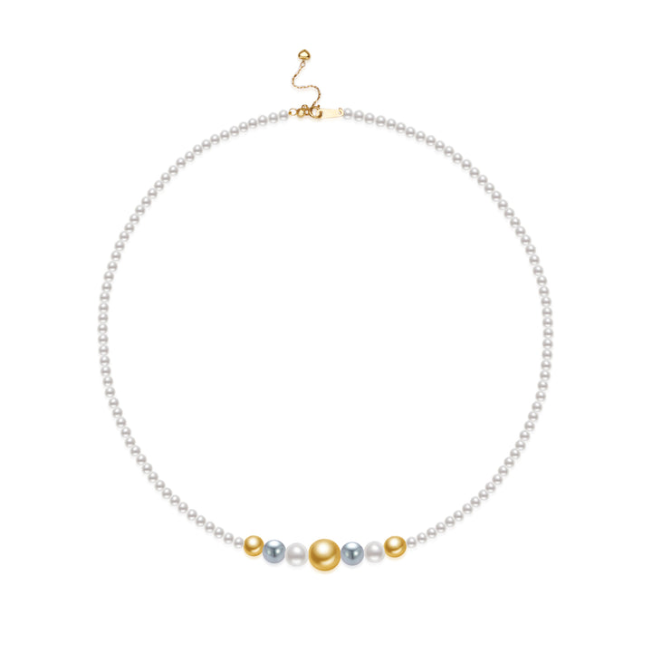 18K Solid Gold Akoya Pearl Necklace KN00377