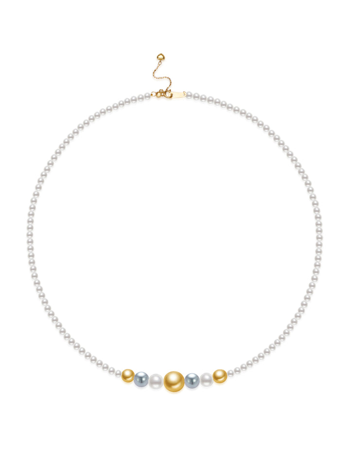 Collana in oro massiccio 18K con perle Akoya e perle dorate del Mare del Sud KN00377 | HARMONY