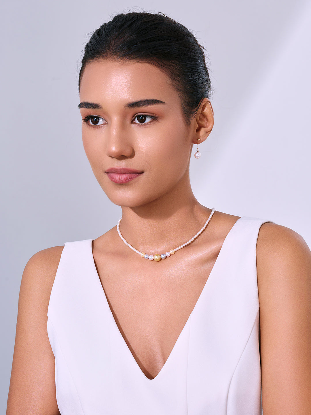 Collana in oro massiccio 18K con perle Akoya e perle dorate del Mare del Sud KN00377 | HARMONY