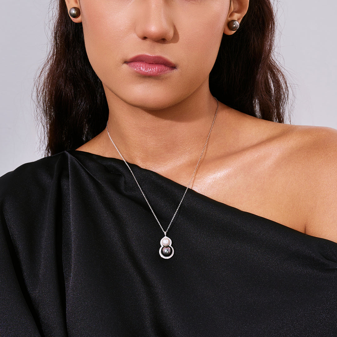 18K 솔리드 골드 소금물 타히티 진주 목걸이 KN00381