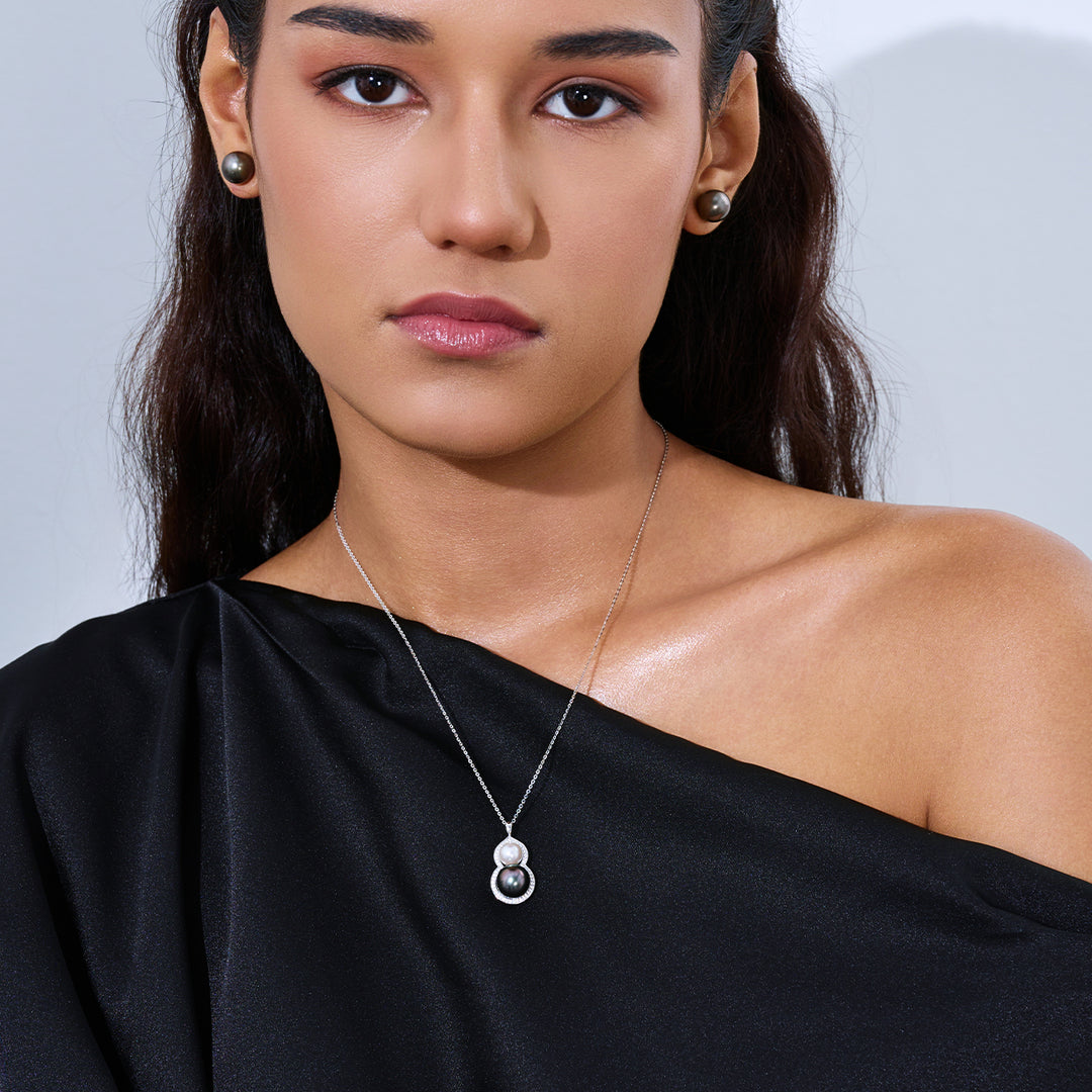 عقد لؤلؤ تاهيتي مائي مالح من الذهب الخالص عيار 18 قيراط KN00381