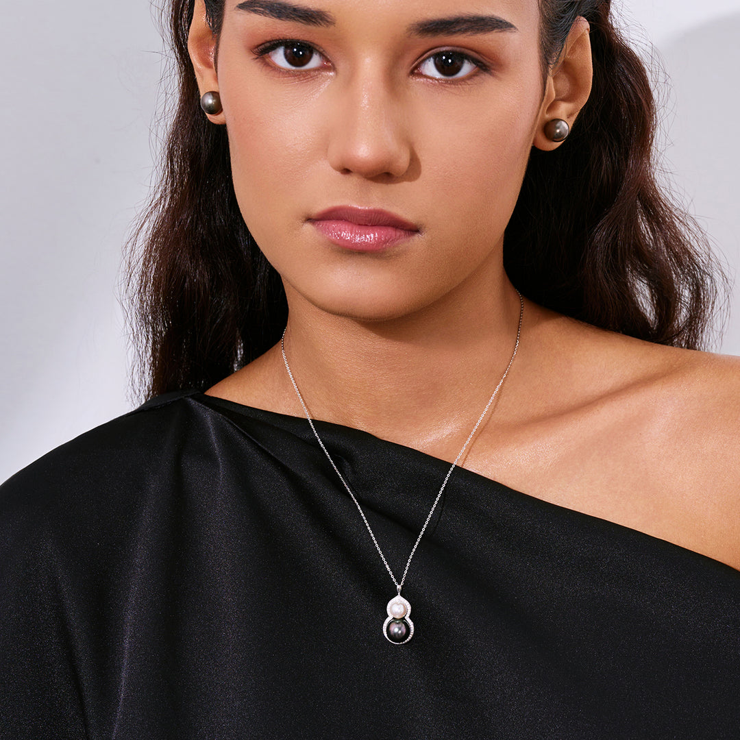 18K 솔리드 골드 소금물 타히티 진주 목걸이 KN00381