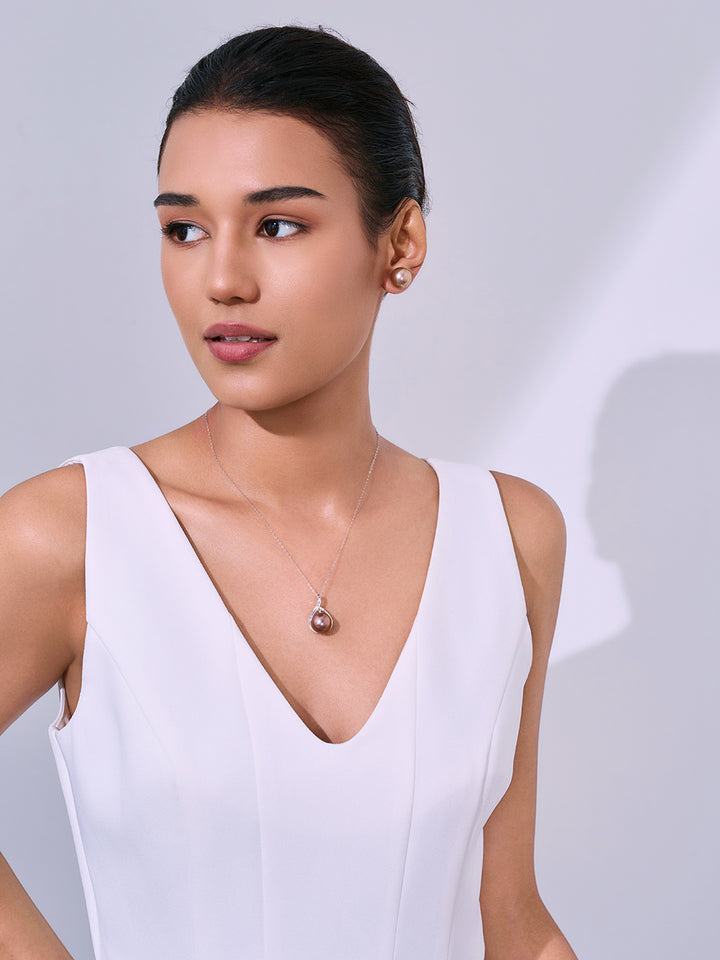 Collier en perle violette Edison en or massif 18K KN00382