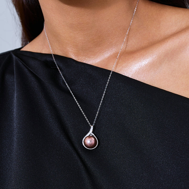 عقد لؤلؤة إديسون البنفسجية من الذهب الخالص عيار 18 قيراط KN00382