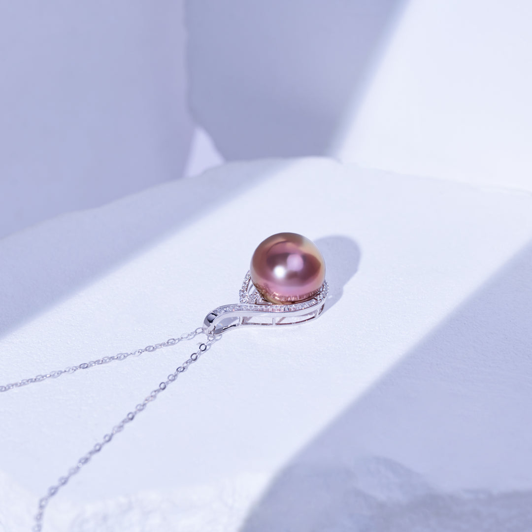 Collier en perle violette Edison en or massif 18K KN00382