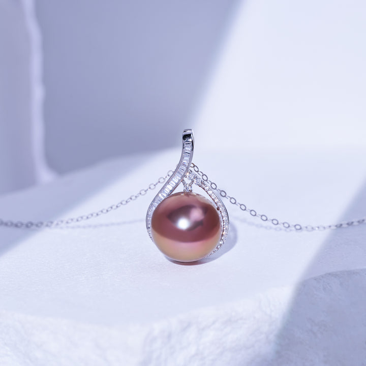 Collier en perle violette Edison en or massif 18K KN00382