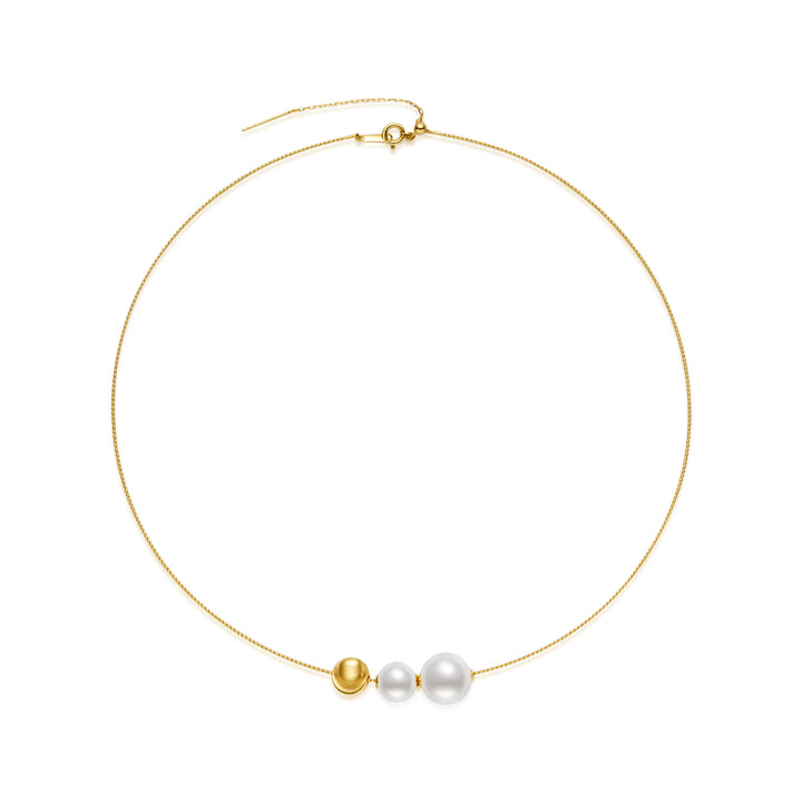 Rantai Leher Mutiara Putih Laut Selatan Emas 18k KN00384