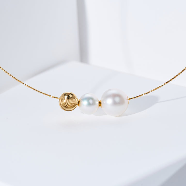 Rantai Leher Mutiara Putih Laut Selatan Emas 18k KN00384