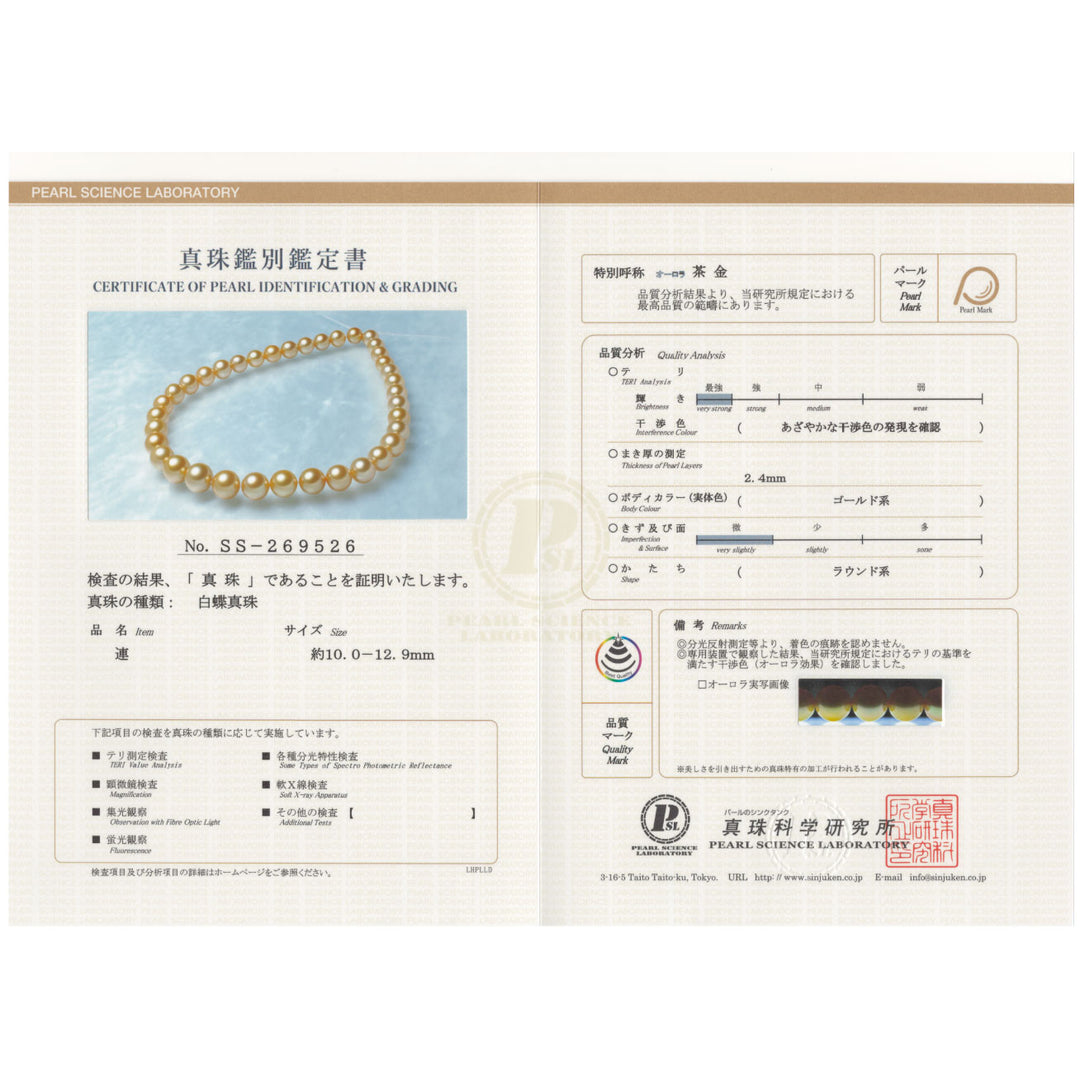 18k Top Grade South Sea Golden Pearl Necklace KN00387