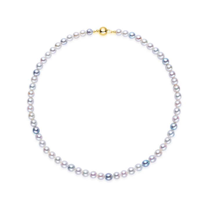 18k Gold Halskette mit hochglänzender Aurora mehrfarbiger Akoya-Perle KN00388