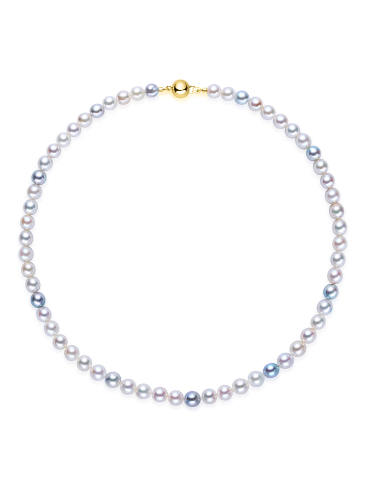 18k Gold Halskette mit hochglänzender Aurora mehrfarbiger Akoya-Perle KN00388