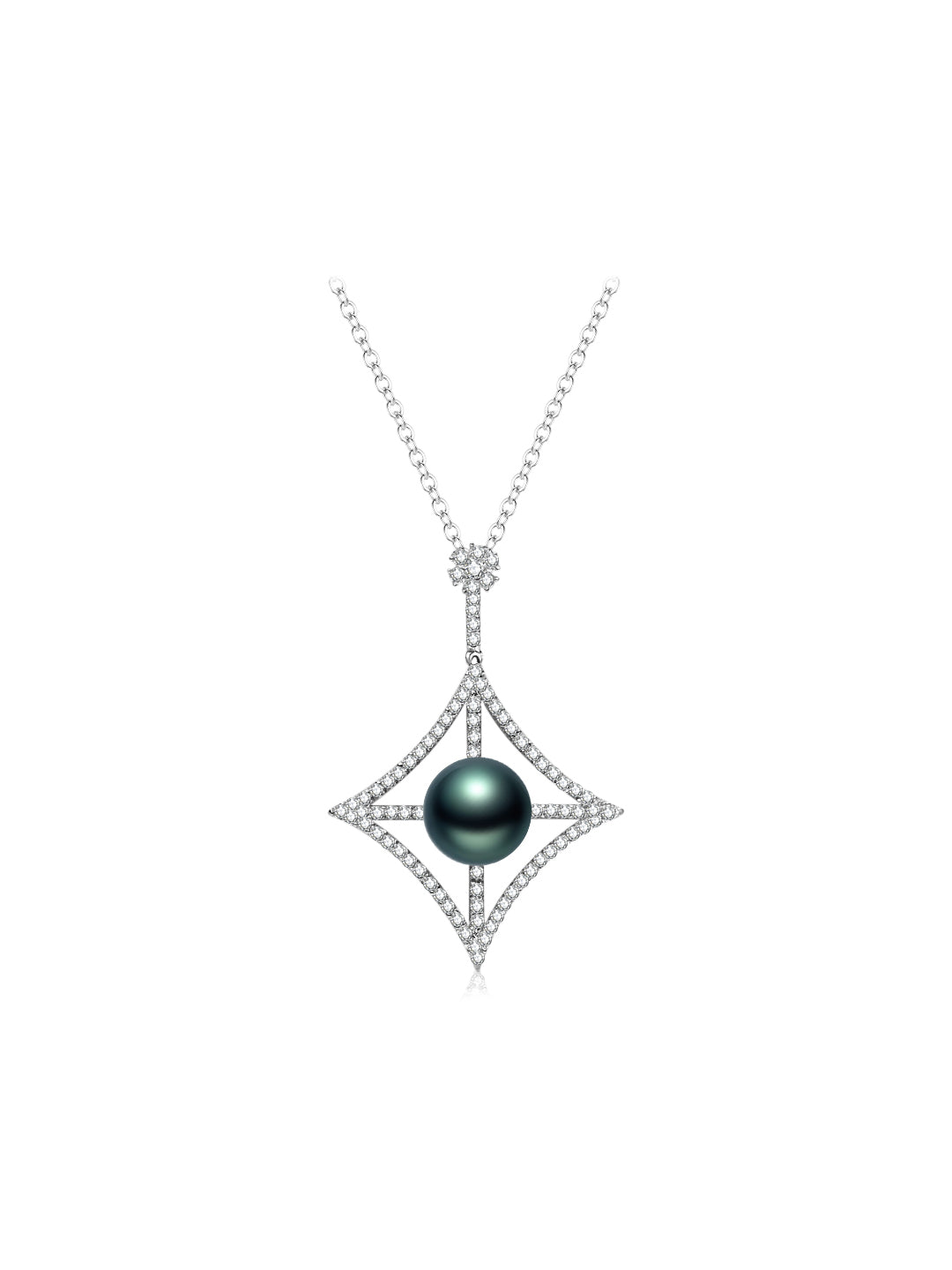 Collar de perlas tahitianas de agua salada con diamantes y oro macizo 18K KN00391