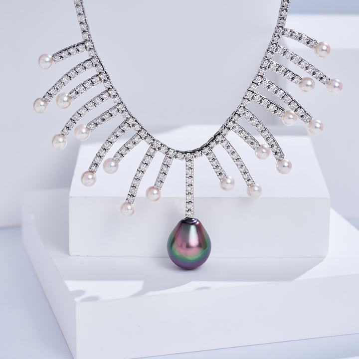 Kalung Mutiara Air Masin Berlian Emas Tulen 18K KN00392