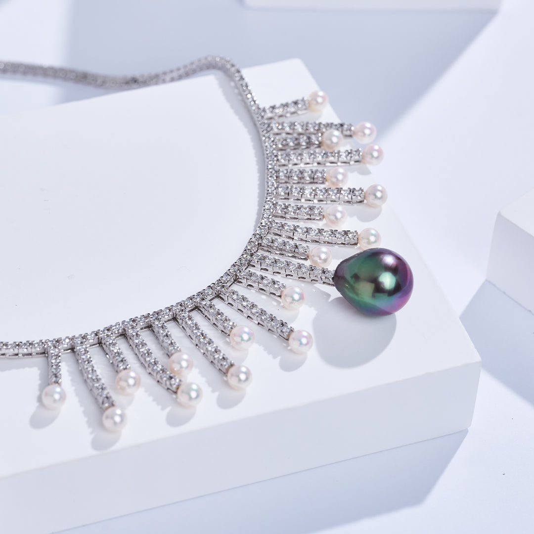 Kalung Mutiara Air Masin Berlian Emas Tulen 18K KN00392