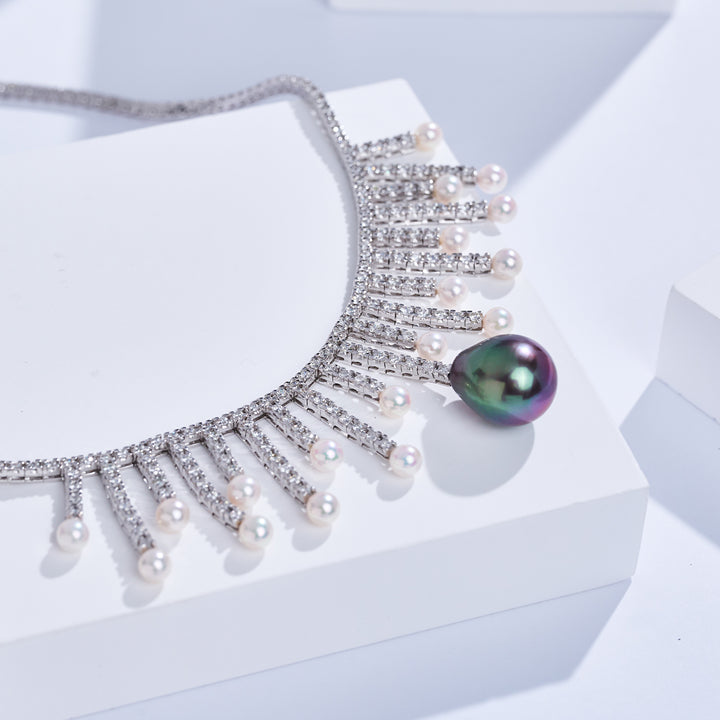 Kalung Mutiara Air Masin Berlian Emas Tulen 18K KN00392