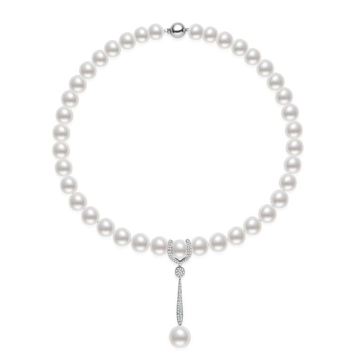 Rantai Leher Mutiara Laut Selatan Putih Emas Tulen 18K KN00393