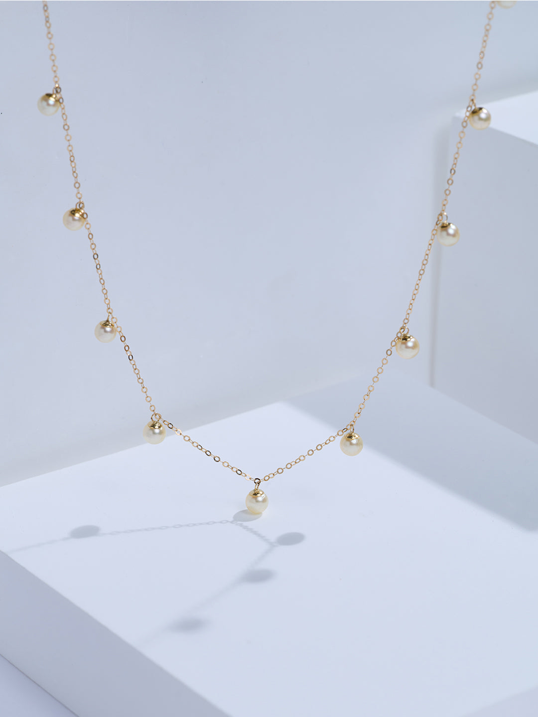 Top Grade 18k Solid Gold Akoya Gold Pearl Necklace KN00400