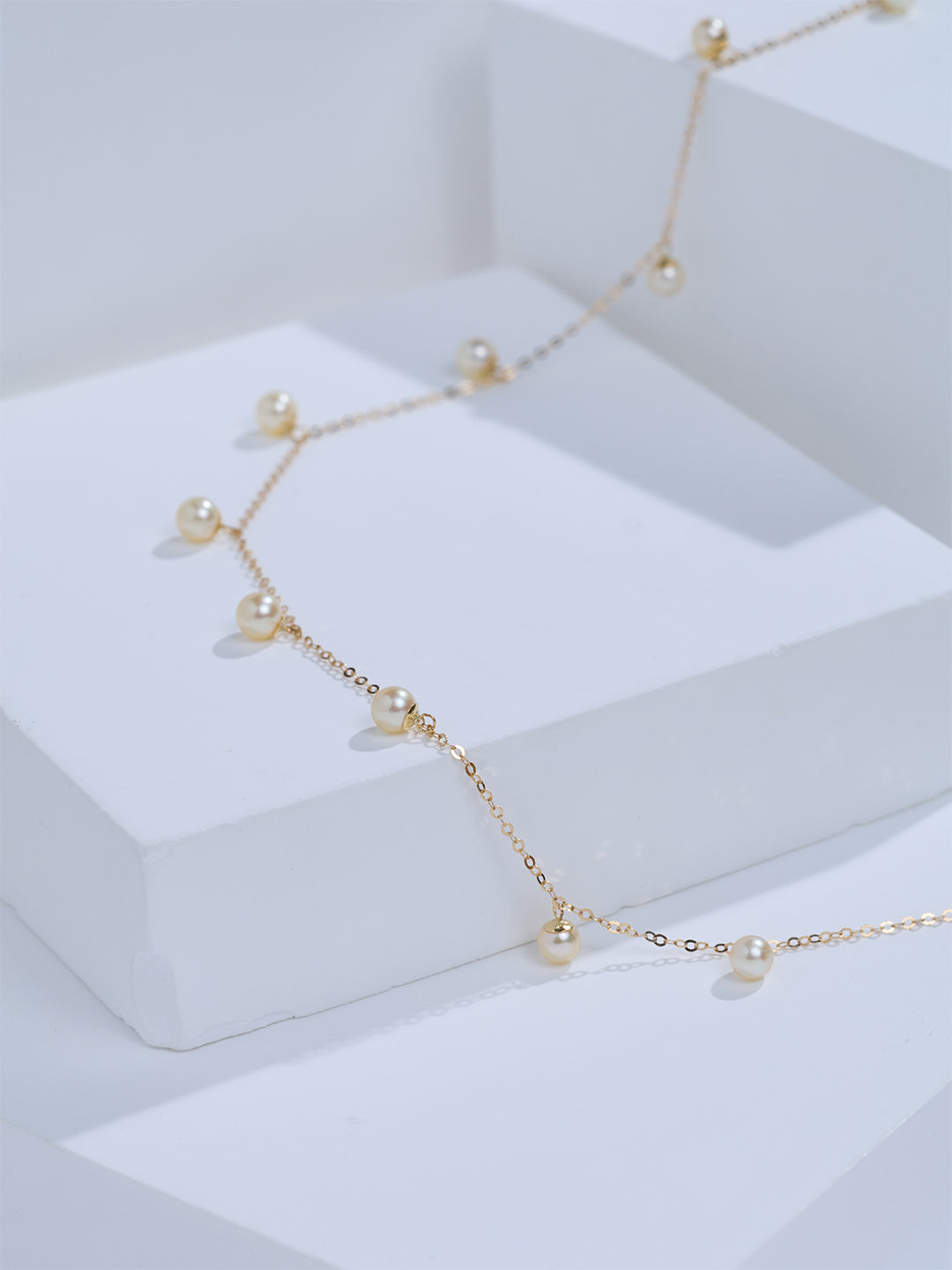 Top Grade 18k Solid Gold Akoya Gold Pearl Necklace KN00400