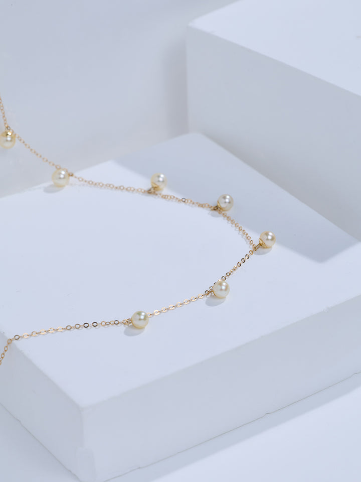Top Grade 18k Solid Gold Akoya Gold Pearl Necklace KN00400
