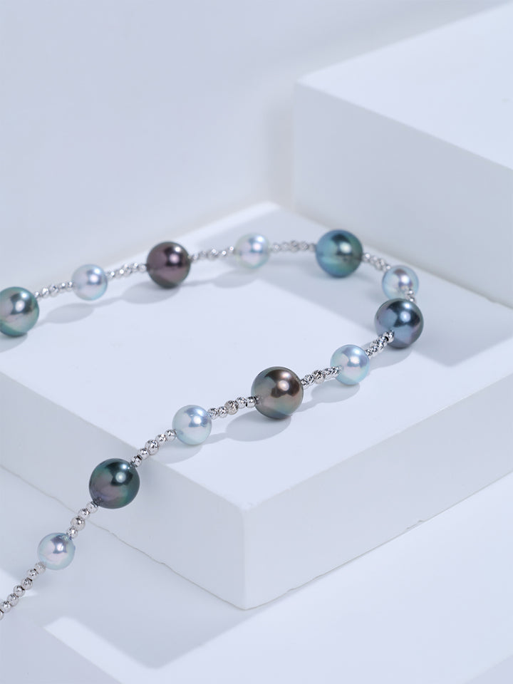 Top Lustre 18k Akoya and Tahitian Pearl Necklace KN00401 | HARMONY