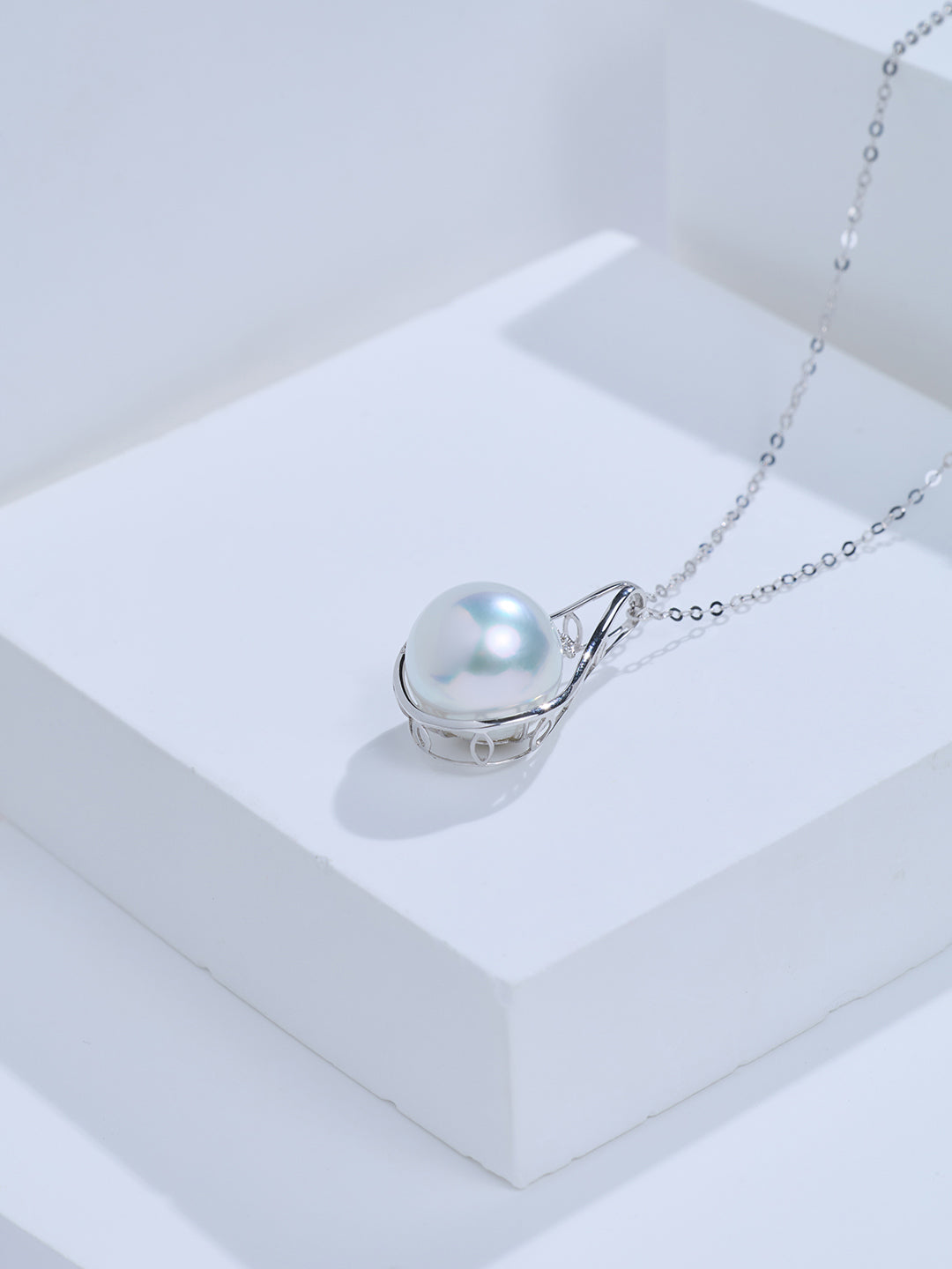 Top Lustre 18K Gold Australian White  Pearl Necklace KN00403