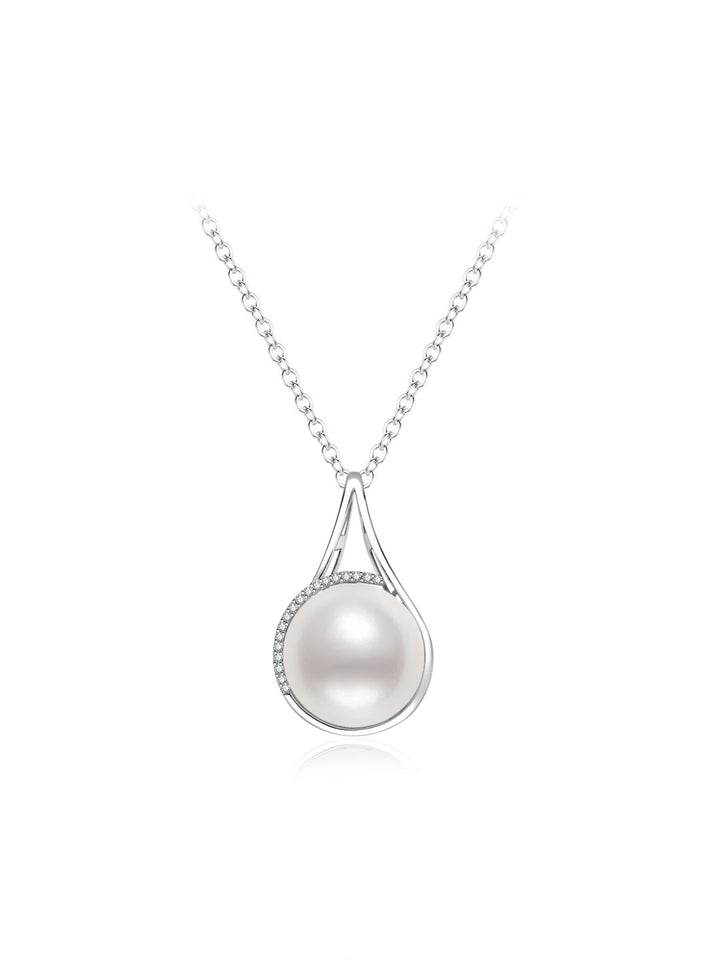 Collar de perlas blancas australianas de oro de 18K con brillo superior KN00403