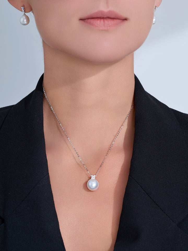 Kalung Mutiara Putih Australia Emas 18K Kilauan Teratas KN00404