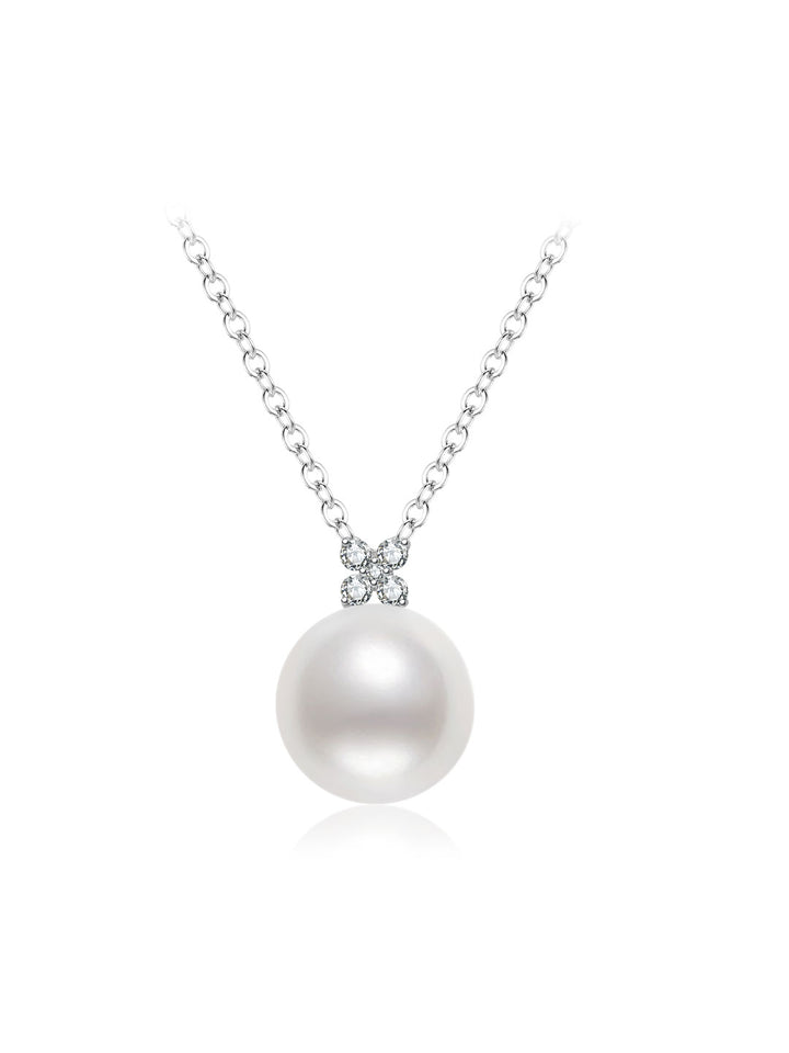 Collar de perlas blancas australianas de oro de 18K con brillo superior KN00404