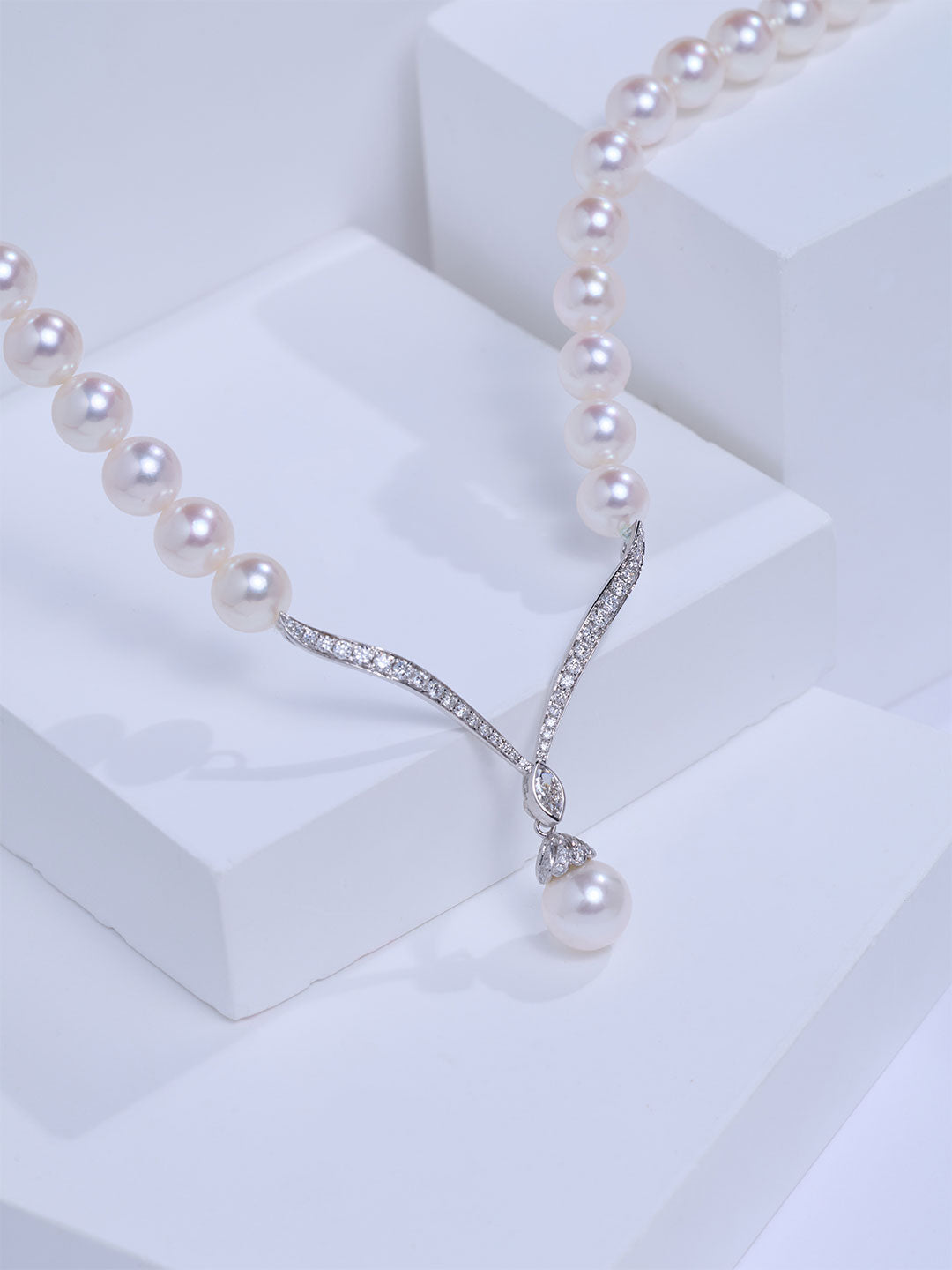 Top Grade 18k Solid Gold Akoya Pearl Necklace KN00408 | FIRST DANCE