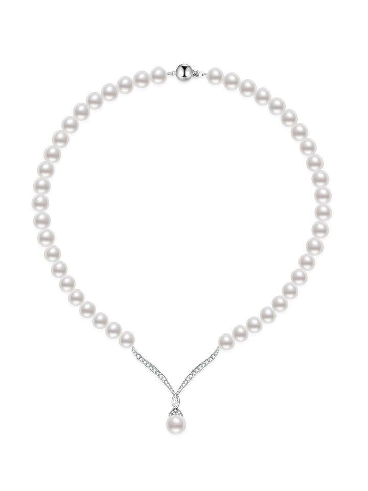Top Grade 18k Solid Gold Akoya Pearl Necklace KN00408 | FIRST DANCE