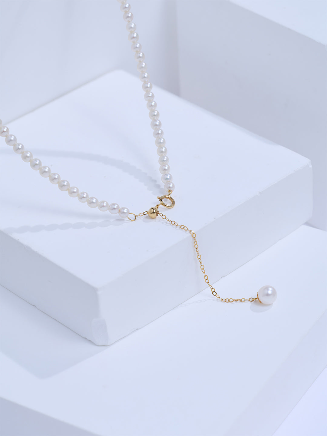 18K Solid Gold Freshwater Pearl Necklace KN00413