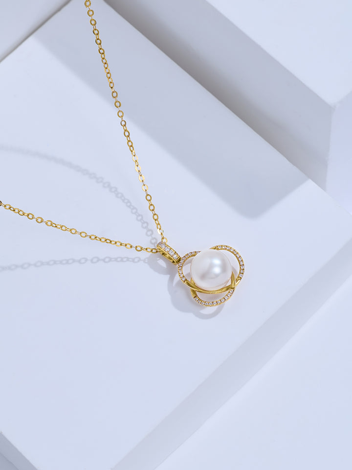 Top Grade 18k Gold Freshwater Pearl Necklace KN00414