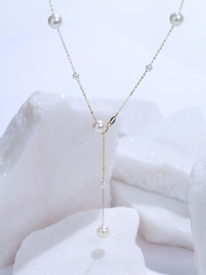 Top Grade 18K Solid Gold Akoya Pearl Necklace KN00417