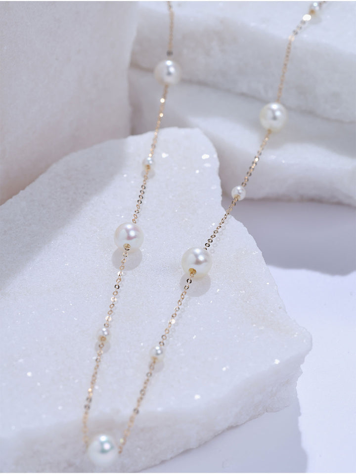 Top Grade 18K Solid Gold Akoya Pearl Necklace KN00417