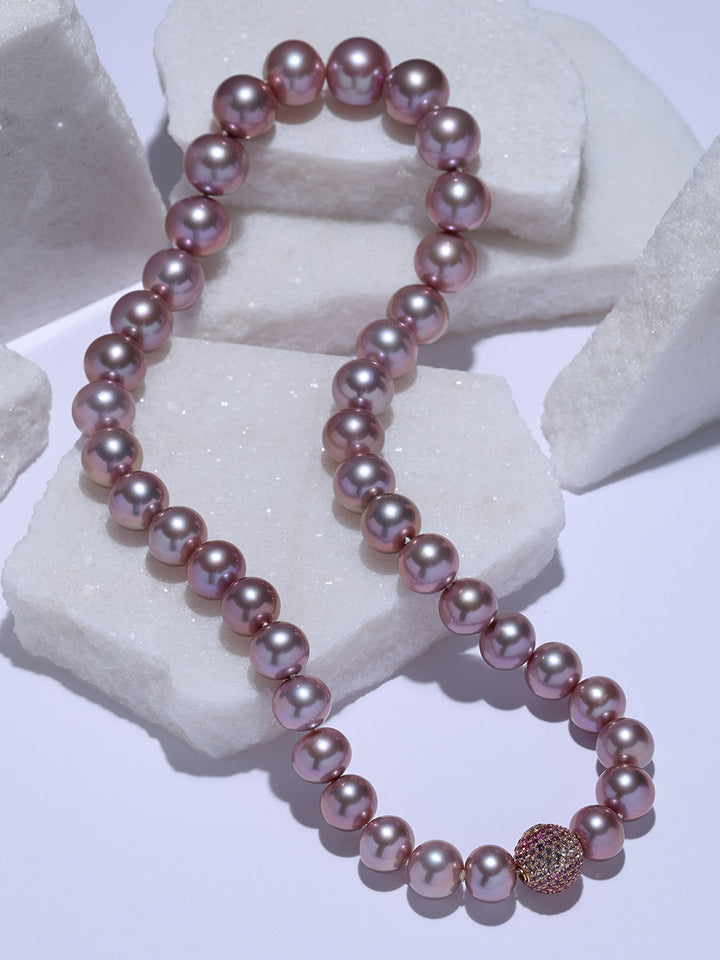 Top Grade 18k Gold Purple Edison Pearl Necklace KN00426