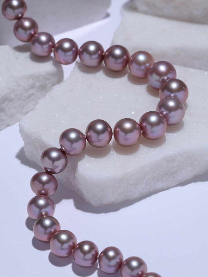 Top Grade 18k Gold Purple Edison Pearl Necklace KN00426